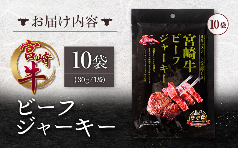 宮崎牛 ビーフジャーキー 10袋 (30g×10袋) おつまみ 宮崎県産