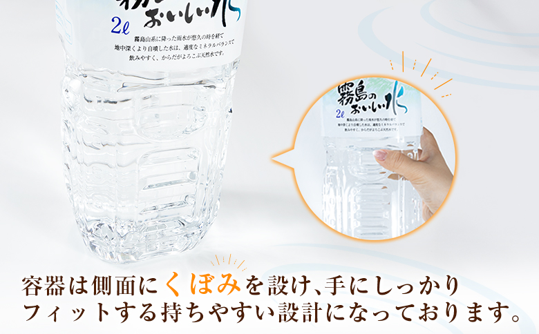 【定期便】 シリカ 天然水 霧島のおいしい水 2L 6本 10回 中硬水 ミネラルウォーター シリカ水 ケイ素 常温保存 備蓄 防災 宮崎県 【定期便】2L×6本（1箱）×10回