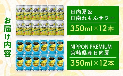 南国宮崎県特産「日向夏」でつくった酎ハイ 2種飲み比べセット 350ml×24本