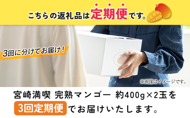 ◇「宮崎満喫」　完熟マンゴー約400g×2玉　3回定期便