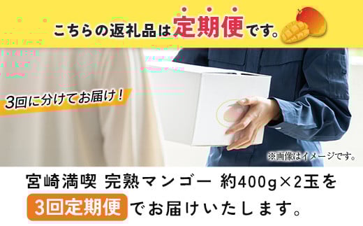◇「宮崎満喫」　完熟マンゴー約400g×2玉　3回定期便