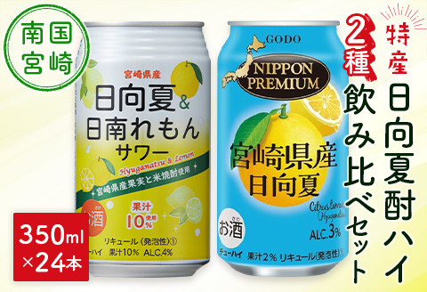 南国宮崎県特産「日向夏」でつくった酎ハイ 2種飲み比べセット 350ml×24本
