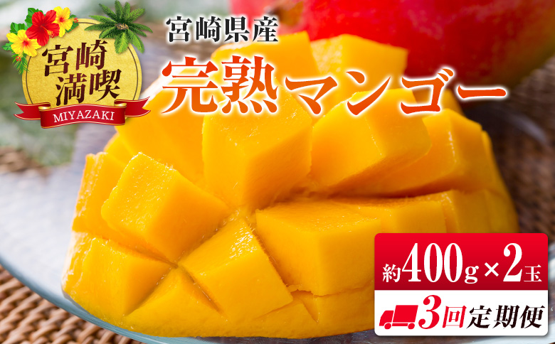 ◇「宮崎満喫」　完熟マンゴー約400g×2玉　3回定期便