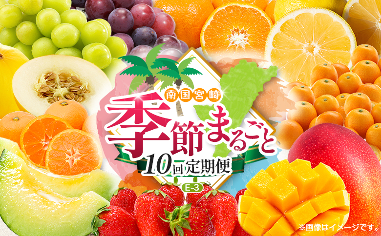 【10回定期便】旬 人気 フルーツ 南国宮崎産 マンゴー 金柑たまたま シャインマスカット ピオーネ いちご みかん 日向夏 メロン 柑橘 きんかん ぶどう 果物 詰め合わせ 宮崎県 九州＜E-3コース M700＞