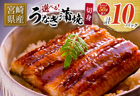 宮崎県産 うなぎ 蒲焼 切身 10パック 計500g 個包装 国産 鰻 10枚 切身10パック（計500g）
