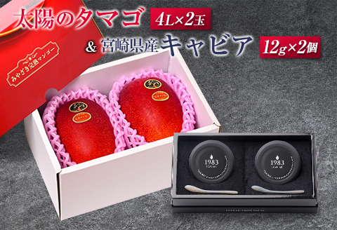 太陽のタマゴ(4L×2玉)と宮崎県産キャビア12g×2個セット