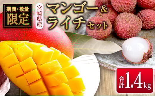 ◆宮崎県産 マンゴー＆ライチセット（合計約1.4kg）