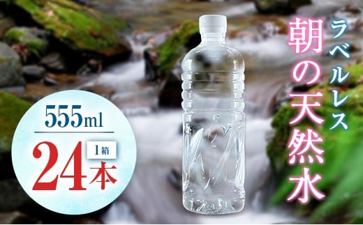 シリカ 朝の天然水 555ml 24本 ラベルレス 中硬水 ミネラルウォーター シリカ水 ケイ素 常温保存 備蓄 防災 宮崎県 霧島連山 【単発】555ml×24本（1箱）
