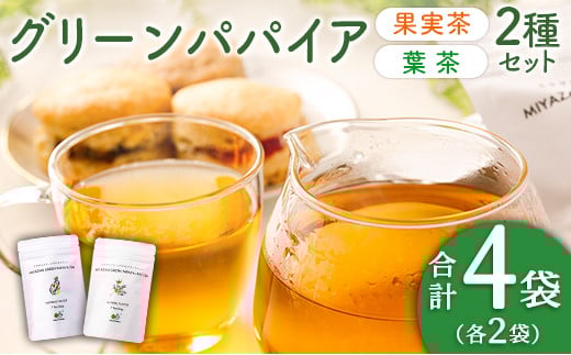 グリーンパパイアティー 2種 セット (果実茶＆葉茶) ティーバッグ 計4袋 宮崎県産