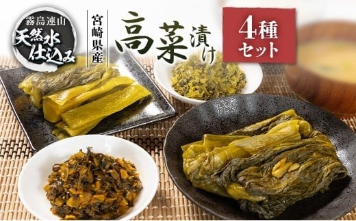 「霧島連山」天然水仕込みの高菜漬け 4種 食べ比べ セット 宮崎県産