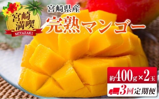 ◇「宮崎満喫」　完熟マンゴー約400g×2玉　3回定期便