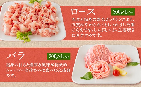 宮崎県産 豚ロース・豚バラ・豚肩ロース しゃぶ 各300g×1 豚こま切れ 400g 黒毛和牛 こま切れ 300g 合計1.6kg