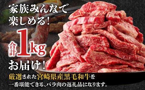 宮崎牛バラ焼肉 合計1kg_M144-020