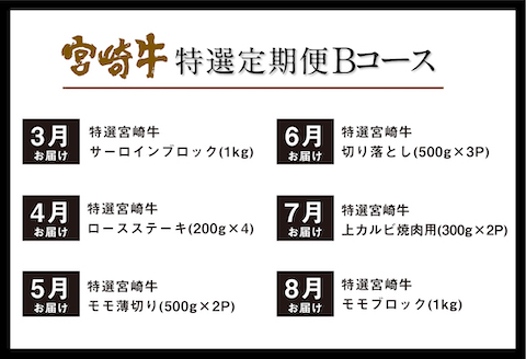 《期間・数量限定》特選! 宮崎牛定期便Bコース 2024年3月からお届け! 全12回