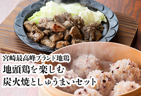 みやざき地頭鶏 炭火&しゅうまい セット(もも炭火焼165g/しゅうまい×4) |鶏肉 鶏 鳥肉 鳥 肉 国産 みやざき地頭鶏 もも炭火焼 和風点心 鶏鳴 地鶏しゅうまい
