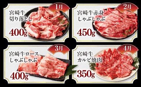 【定期便全12回】宮崎牛 匠の堪能コース_M243-T010 牛肉 焼肉 ステーキ