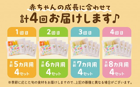 【定期便】【月齢5ヶ月-8ヶ月計4回】添加物・調味料不使用の離乳食セット