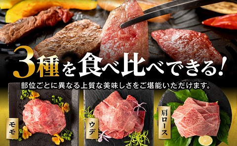 【期間・数量限定】畜産農家応援！宮崎県産 黒毛和牛 焼肉3種セット(肩ロース・ウデ・モモ 各300g)・国産牛ハンバーグ100g×2個 牛肉 焼肉 ロース モモ ウデ