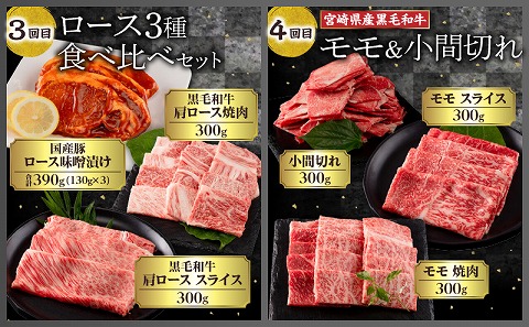 【訳あり】<定期便>宮崎県産黒毛和牛・宮崎県産豚肉 6か月コース |牛肉 牛 うし 豚肉 豚 ぶた 肉 国産 豚ローストンカツ 豚ロースしゃぶしゃぶ 豚肩ロースしゃぶしゃぶ 豚バラしゃぶしゃぶ 豚