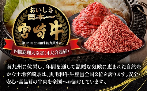 宮崎牛 普段使い定期便 全3回 切り落とし ミンチ 牛すじ