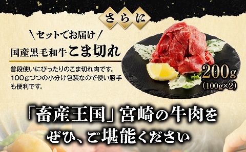 宮崎牛モモ焼肉400g×1、宮崎牛バラ焼肉400g×1、宮崎県産黒毛和牛こま切れ100g×2