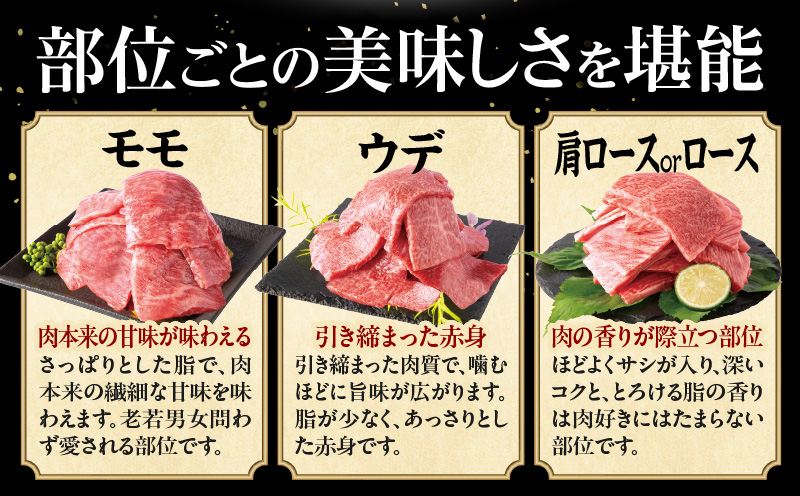 【期間・数量限定】畜産農家応援！宮崎県産 黒毛和牛 焼肉3種セット(肩ロースorロース・ウデ・モモ 各300g)・国産牛ハンバーグ100g×2個 牛肉 焼肉 ロース モモ ウデ