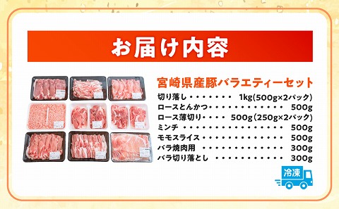 宮崎県産豚バラエティーセット 合計3.6kg