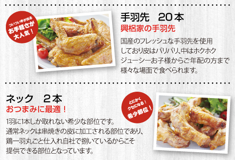 宮崎チキン ローストチキンコオロギ　賑わいセット(モモ身4本、羽身4本、手羽先20本、ネック2本）