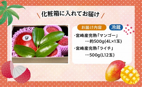 《2026年発送先行予約》【数量・期間限定】宮崎マンゴー4L×1・宮崎ライチ12玉 完熟 果実 太陽