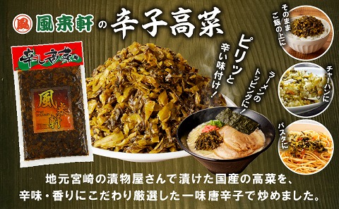 宮崎とんこつ風来軒 詰め合わせ（とんこつラーメン・宮崎辛麺（常温生麺）各2食、辛子高菜2袋）