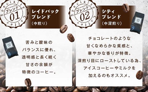 レイドバック珈琲の自家焙煎スペシャルティコーヒーブレンド250ｇ×2種セット(中挽きの粉）_M326-003_02