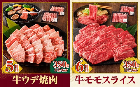 宮崎牛定期便6回（焼肉・すきしゃぶ）