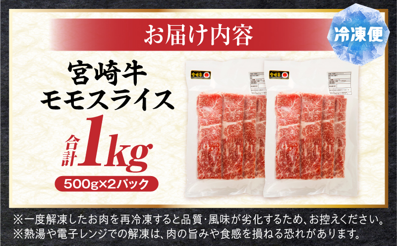 宮崎牛モモスライス 1kg 赤身 すき焼き しゃぶしゃぶ