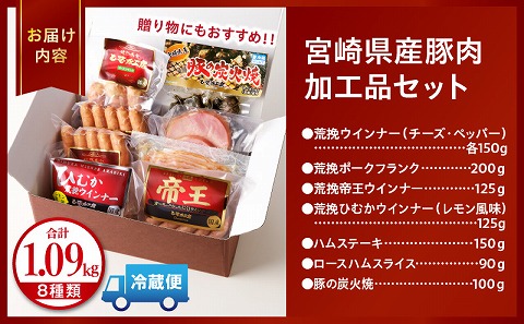 宮崎県産豚肉加工品セット（合計1.09kg 8種類）