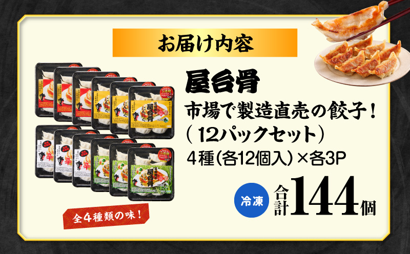 市場で製造直売の餃子！ 12パックセット