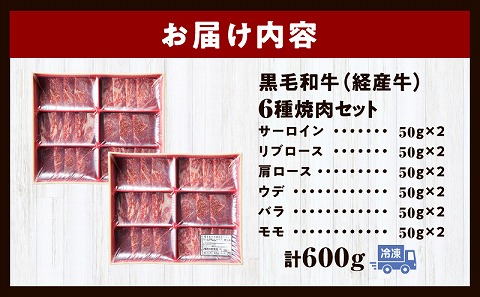 黒毛和牛（経産牛）6種焼肉セット300g × 2（計600g）