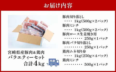 宮崎県産豚肉＆宮崎県産鶏肉バラエティーセット 合計4kg