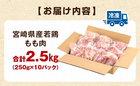【最速便】宮崎県産若鶏 もも肉 2.5kg（250g×10パック）