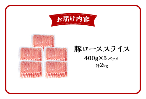 宮崎県産 豚ローススライス (400g×5パック) 合計2kg