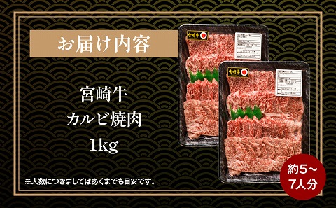 宮崎牛 カルビ焼肉 500g×2 合計1kg 牛肉 肉 お肉 精肉 国産牛 ブランド牛 和牛 黒毛和牛 A4 カルビ