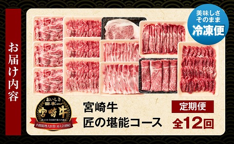 【定期便全12回】宮崎牛 匠の堪能コース_M243-T010 牛肉 焼肉 ステーキ