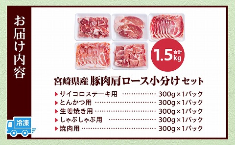宮崎県産豚肉肩ロース小分けセット1.5kg