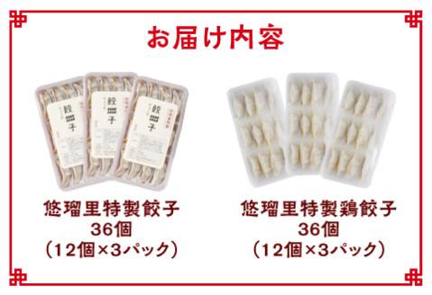 悠瑠里特製餃子36個&鶏餃子36個 食べ比べセット