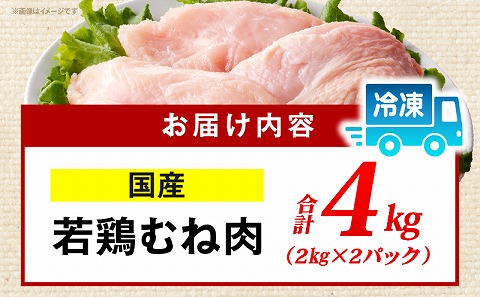 国産若どりむね肉4kg