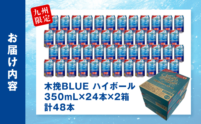 【超最速便】木挽BLUEハイボール 2箱(48本) 糖質ゼロ 雲海酒造 缶