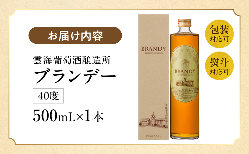【最速便】雲海葡萄酒醸造所 ブランデー 500ml ワイン 果実酒 ギフト