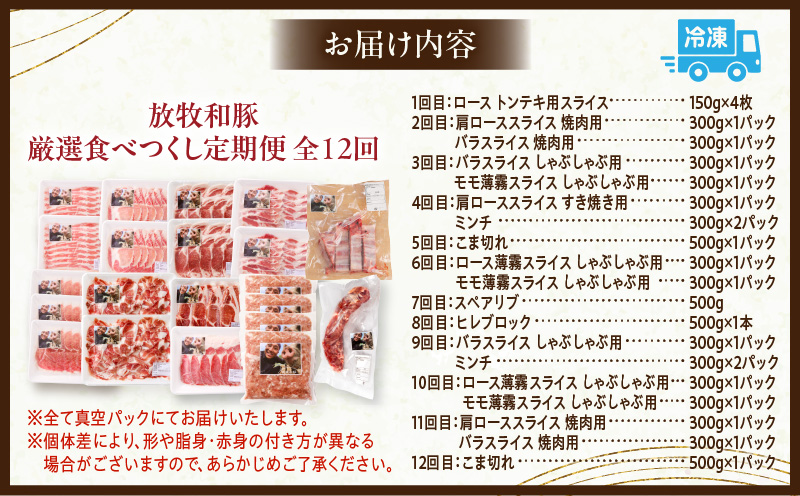 【全12回】《放牧和豚》厳選食べつくし定期便 豚 ロース バラスライス モモ肉 ミンチ こま切れ