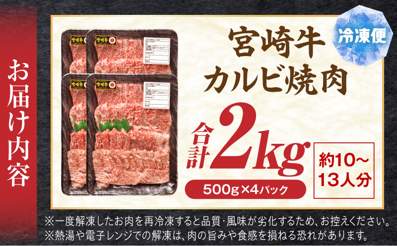 宮崎牛 カルビ焼肉2kg 肉 宮崎牛 焼肉