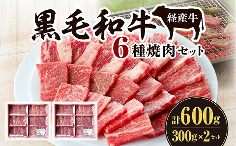 黒毛和牛（経産牛）6種焼肉セット300g × 2（計600g）