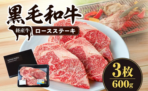 黒毛和牛（経産牛）ロースステーキ3枚 計600g